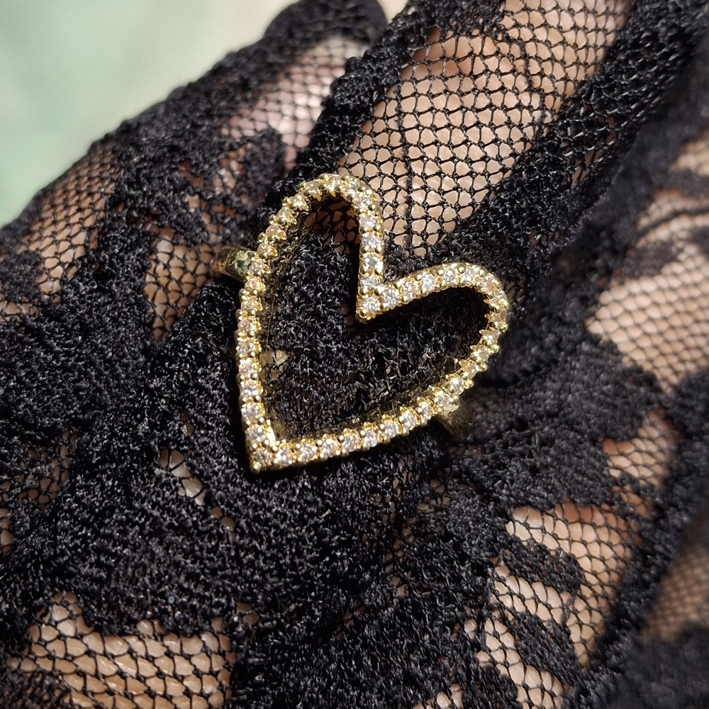 Rhinestone Heart Ring